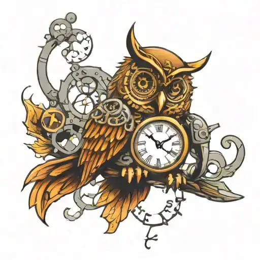 Steampunk Owl And Clock