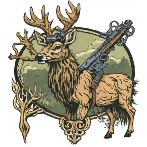 Ghillie Suit Deer With Snipe Rifle