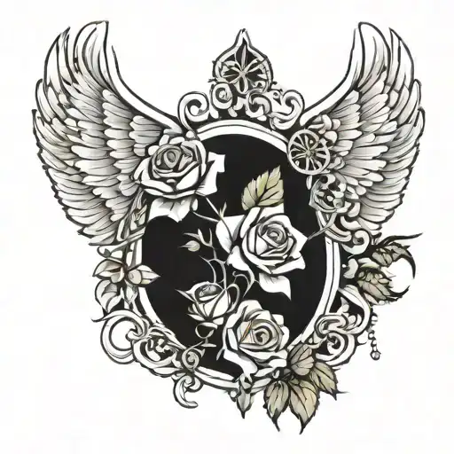 Rose With Marijuana Leaves Angel Wings And A Rosary