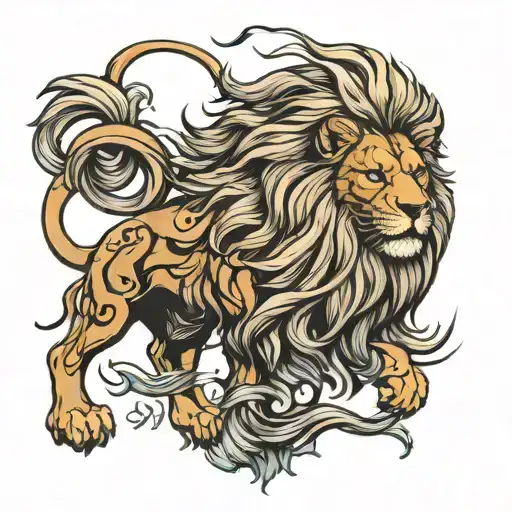 Majestic Lion Whit A Flowing Mane Showcasing Strength And Intelligence