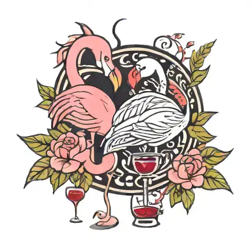 Wine And Flamingo