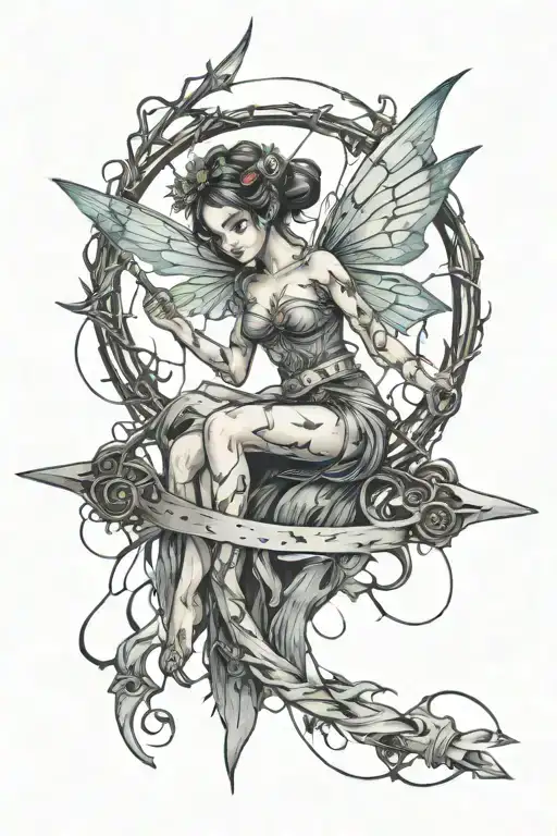 The Fairy Is Pierced By A Knife And Strangled By Barbed Wire