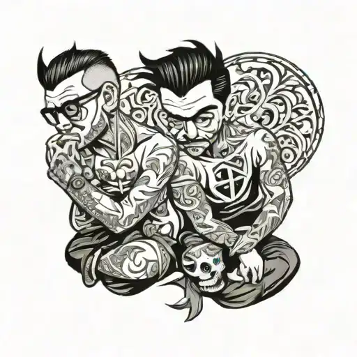 Matching Tattoos For Two Men Best Friends Sitting