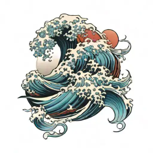 Japan Wave With Samurai