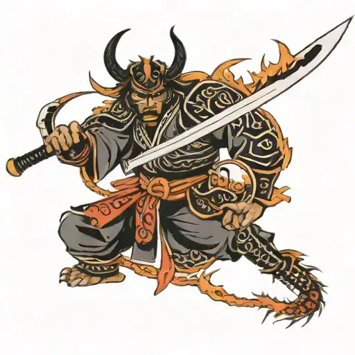 Samurai With Sword And A Dragon Of Death