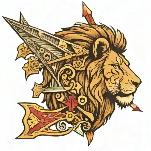 Lion Looking Away Arrow In Back