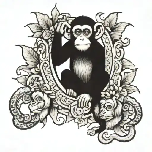 Monkey Hanging On Elephants Ear