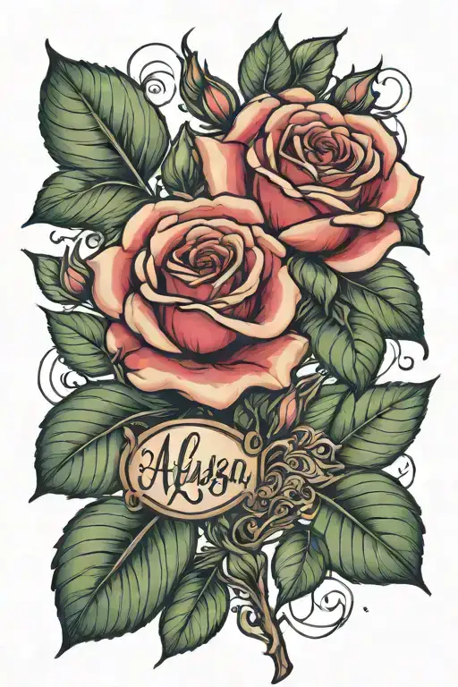 Rose With The Name Alyssa As It's Stem