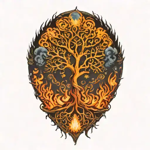 Tree Of Life In Flame Like Aura