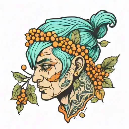 Guy With Turquoise Hair And Orange Berries