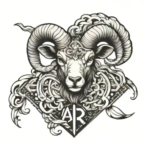 Aries In Half Realistic And Half Geometric Style