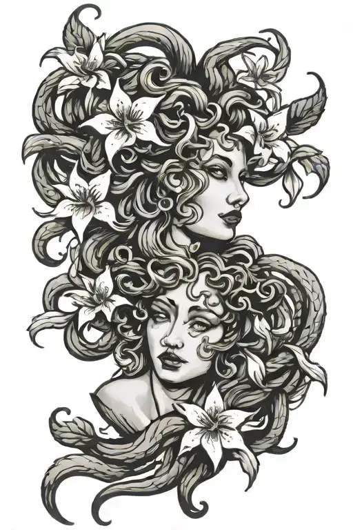 Medusa With Lily Flowers