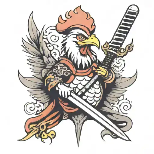 Chiken With Samourai Sword
