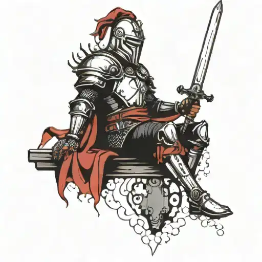 Trash Polka Style Knight Holding A Sword