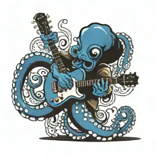 Blue Octopus Playing Guitar
