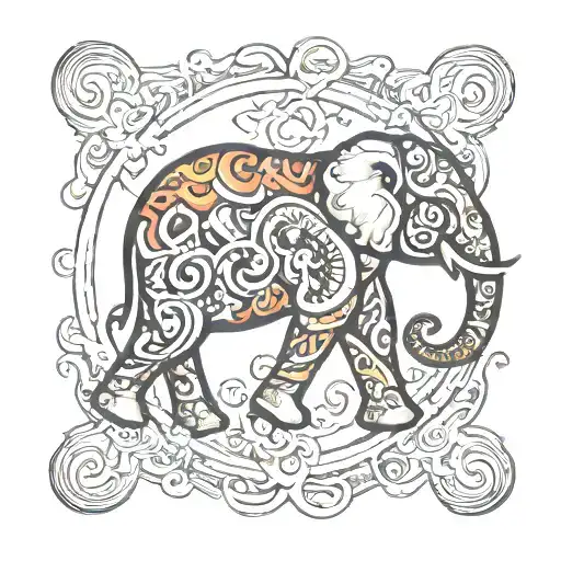 Elephant Soul Infinity Symbol And Hearth Abstract Representation With Puzzle Uneven