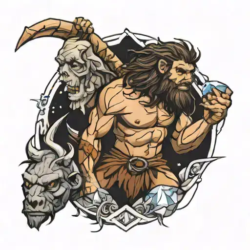 Caveman Finding Crystal