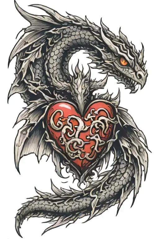 Anatominal Heart With Dragon Wings Spread