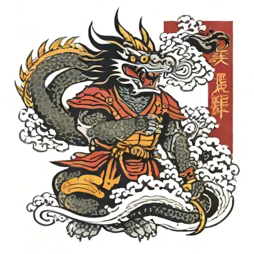 Japan Dragon And Samurai