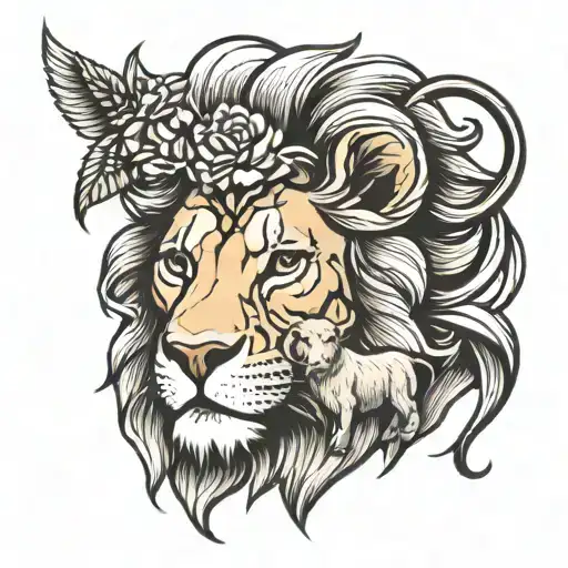 Lion With A Lamb Underneath