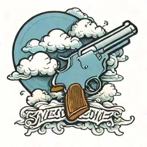 Cloud Background With Gun And Message Zone