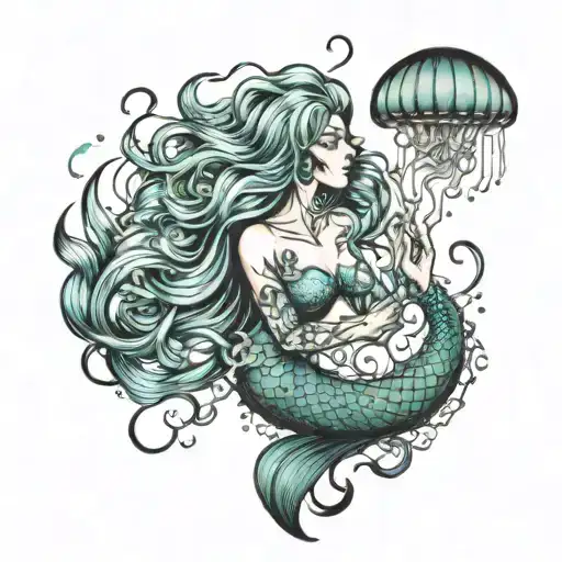 Mermaid With A Jellyfish As Hair