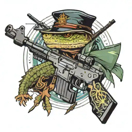 Sniper Rifle With A Lizard And A Russian Guard Flag