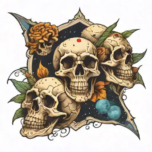 Chest Tattoo Two Skulls Space