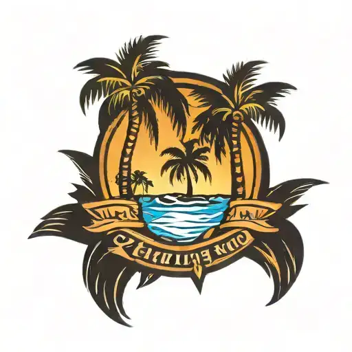 Private Island Palm Tree Logo