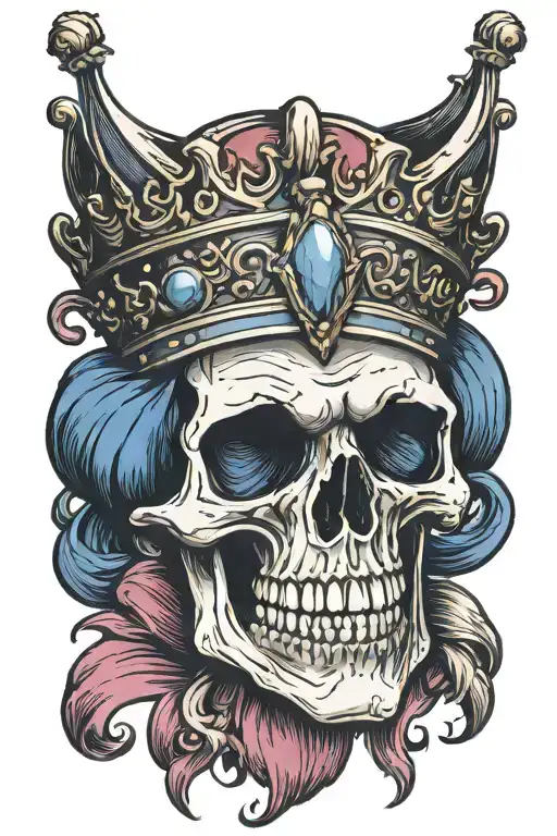 Grinning Skull Wearing A Jester's Crown Made