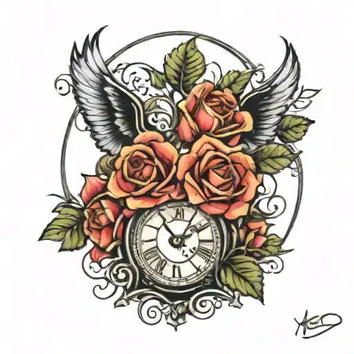 Clock And Roses