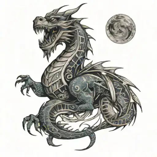 Draw Me An Arm Tattoo Of A Dragon Merged With The Mayan Calendar