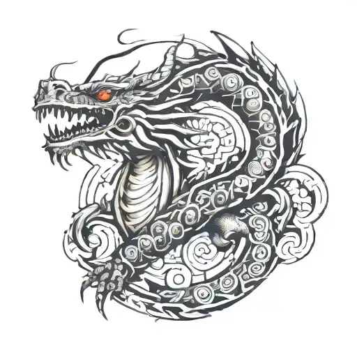 Draw Me An Arm Tattoo Of A Dragon Merged With The Mayan Calendar That Spirals Around The Forearm