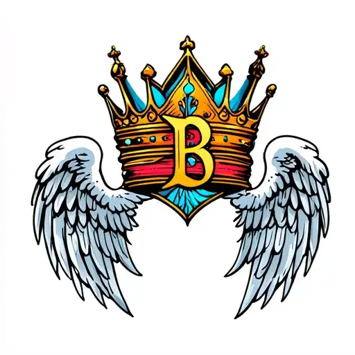 Wings With Letter B Crown On Top