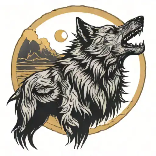 Crow Wolf Howling At The Moon