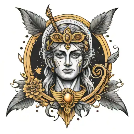 Apollo With Luminous Eyes And With The Hand Of Fatima As Protection