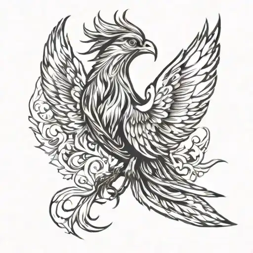 Modern Line Phoenix On Back