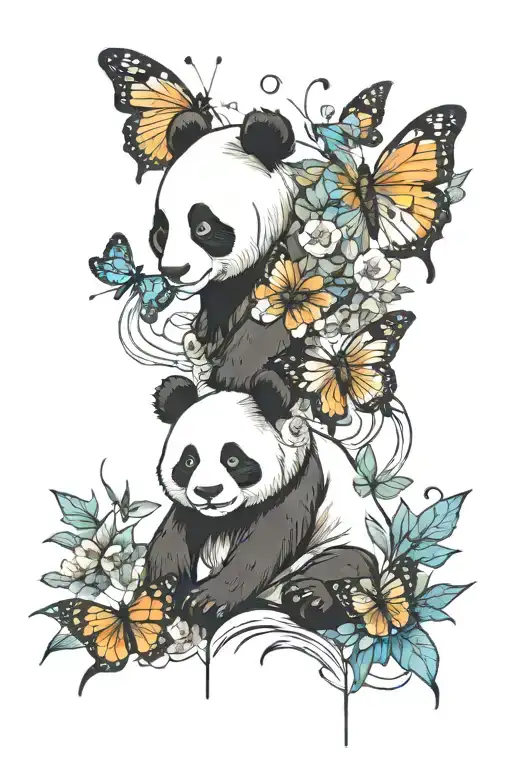 Panda And Butterfly