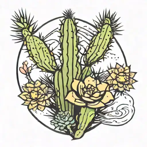 Cactus And Pine Tree