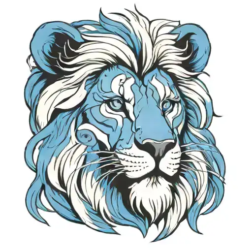 Blue Lion Head With White Mane