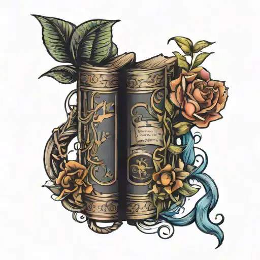 A Neotraditional Tattoo Of A Book With The Names Daniel And Hazel Intertwined In A Creative Design