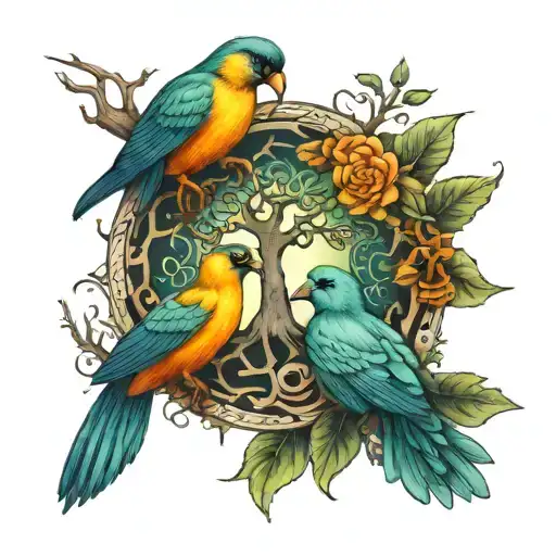 Aquarios And Tree Of Life Intertwined