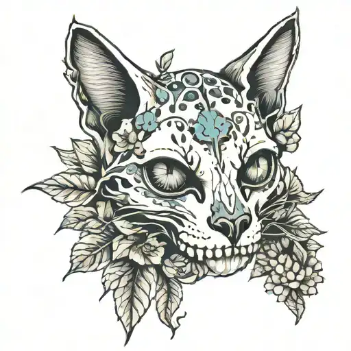 Cat Skull With Plants