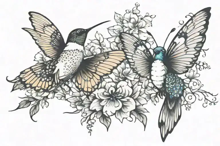 Butterfly And Humming Bird