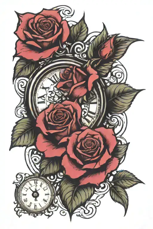 Rose With Name And Clock