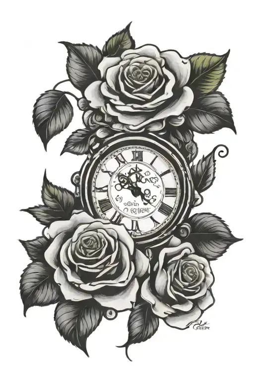 Rose With Name And Clock