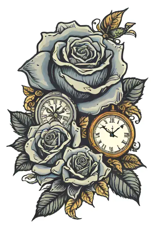 Rose With Name And Clock And Frog