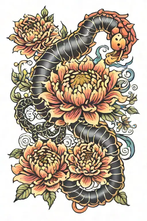 Scorpio Zodiac Sign And Chrysanthemum Flower