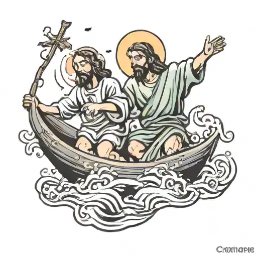 Jesus Pulling Peter From Water
