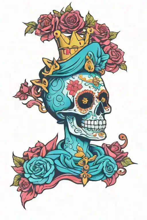 Sugar Skull With Crown
